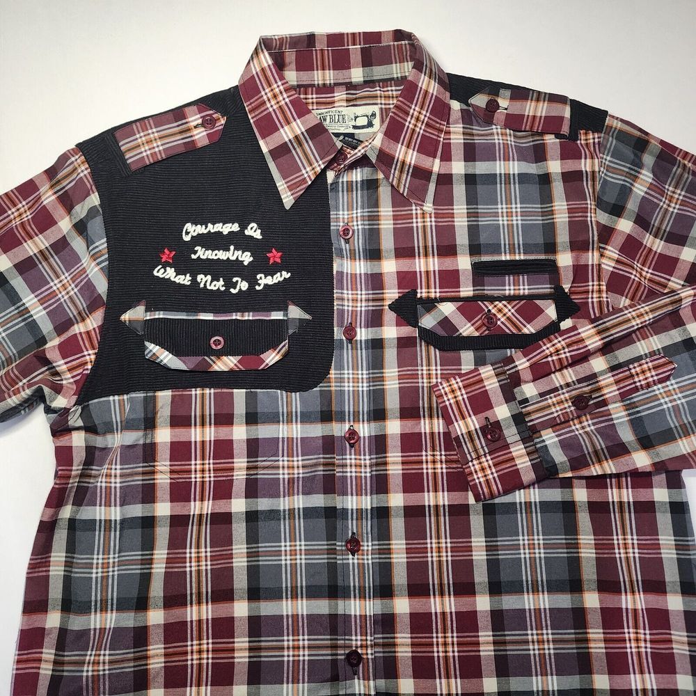 RAW BLUE WESTERN LONG SLEEVE‎ BUTTON DOWN SIZE L